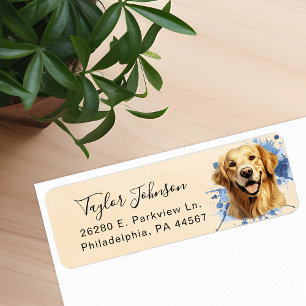 Golden Retriever Dog Return Address Label
