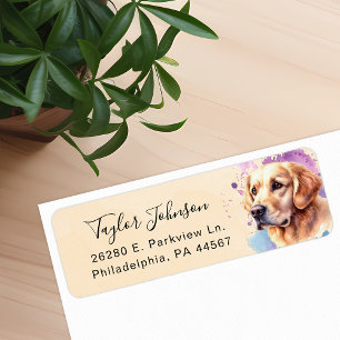 Golden Retriever Dog Return Address Label