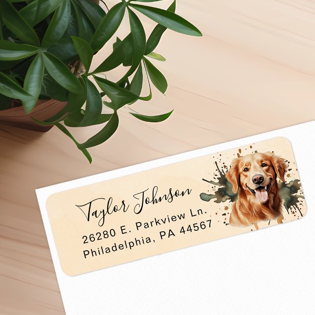 Golden Retriever Dog Return Address Label (Creator Uploaded)