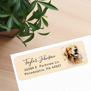 Golden Retriever Dog Return Address Label