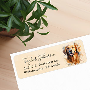 Golden Retriever Dog Return Address Label