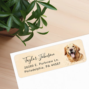 Golden Retriever Dog Return Address Label