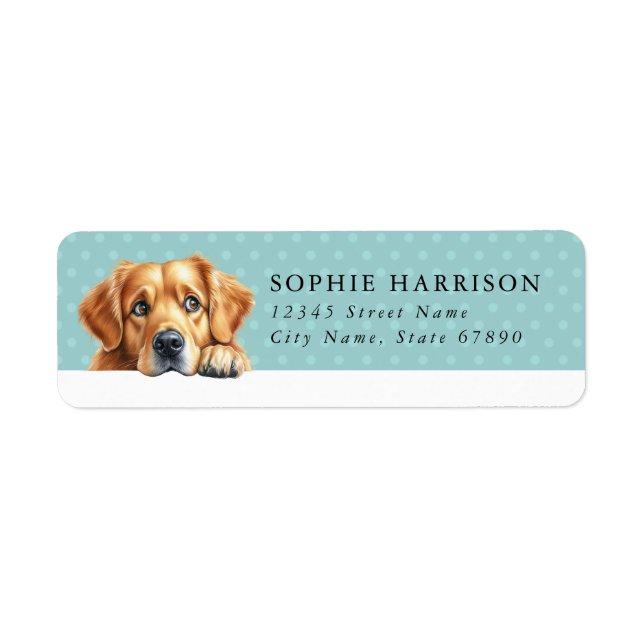 Golden Retriever Dog Return Address Labels (Front)