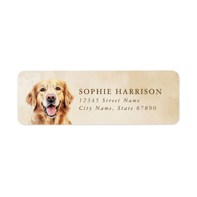 Golden Retriever Dog Return Address Labels (Front)
