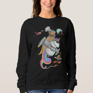 Golden Retriever Dog Riding Unicorn Food Space Par Sweatshirt