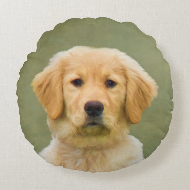 Golden Retriever Dog Round Cushion (Front)