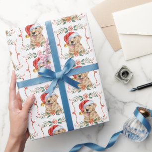 Golden Retriever Dog Santa Christmas Wrapping Paper