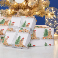 Golden Retriever Dog Santa Tree Merry Christmas