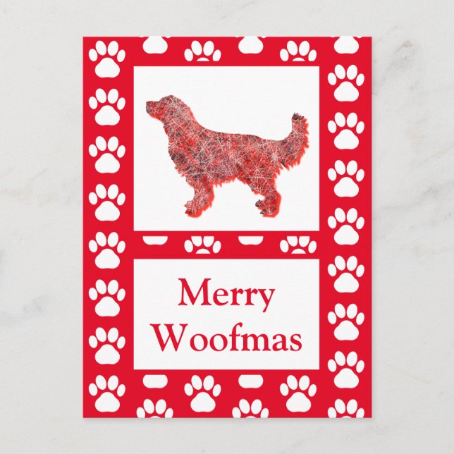 Golden Retriever Dog Silhouette Rd Merry Christmas Postcard (Front)