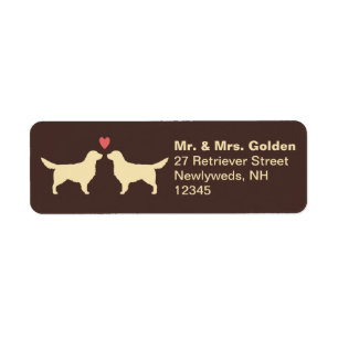 Golden Retriever Dog Silhouettes with Heart Couple Return Address Label