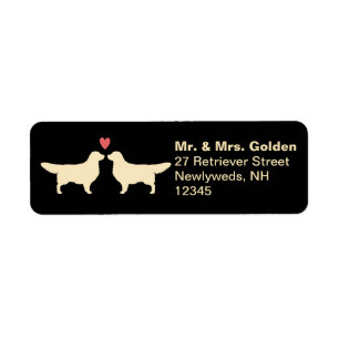 Golden Retriever Dog Silhouettes with Heart Couple Return Address Label