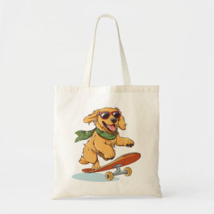 Golden Retriever Dog Skateboarding Tote Bag
