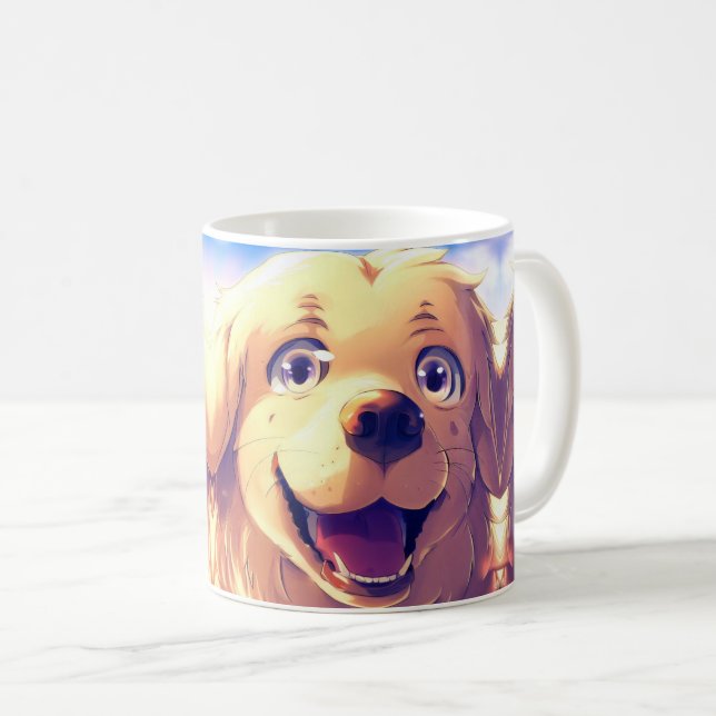 Golden Retriever dog smiling Coffee Mug (Front Right)