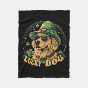 Golden Retriever Dog - St. Patrick's Day Saint Pad Fleece Blanket