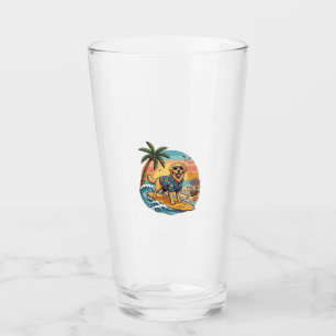 Golden Retriever Dog Surfing Surfboard Sunset Palm Glass