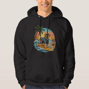 Golden Retriever Dog Surfing Surfboard Sunset Palm Hoodie