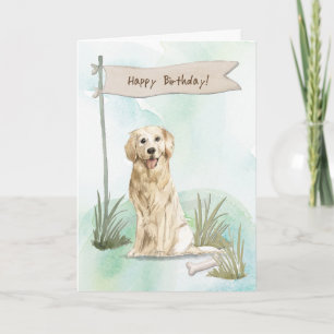Golden Retriever Dog Under Birthday Sign Card