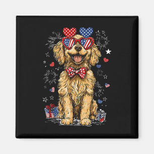 Golden Retriever Dog Us Patriotic Fourth Of July D Magnet