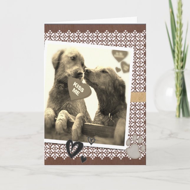 GOLDEN RETRIEVER DOG VALENTINE I LOVE YOU HOLIDAY CARD (Front)