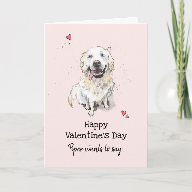 Golden Retriever dog Valentine’s day Greetings Card (Front)