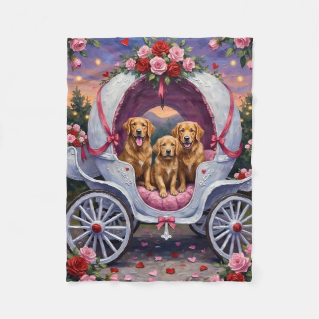 Golden Retriever Dog Valentine's Day  Fleece Blanket (Front)