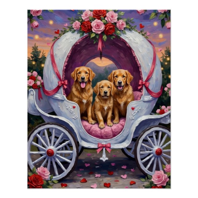 Golden Retriever Dog Valentine's Day  Poster (Front)