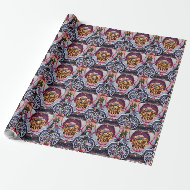 Golden Retriever Dog Valentine's Day  Wrapping Paper (Unrolled)