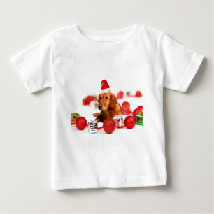 Golden Retriever Dog W Red Santa Hat Christmas Baby T-Shirt