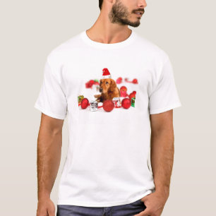 Golden Retriever Dog W Red Santa Hat Christmas T-Shirt
