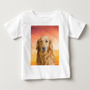 Golden Retriever Dog Water Colour Art Oil Painting Baby T-Shirt