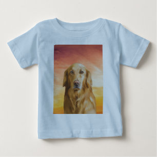 Golden Retriever Dog Water Colour Art Oil Painting Baby T-Shirt