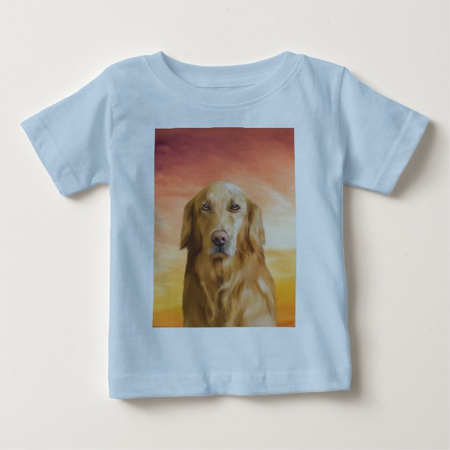 Golden Retriever Dog Water Colour Art Oil Painting Baby T-Shirt (Front)