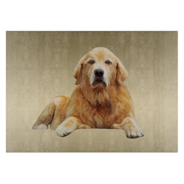 Golden retriever Dog Water Colour Art Painting Cutting Board (Front)