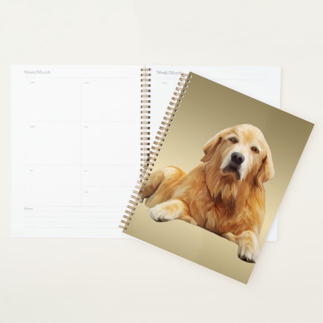 Golden retriever Dog Water Colour Art Painting Planner (Display)