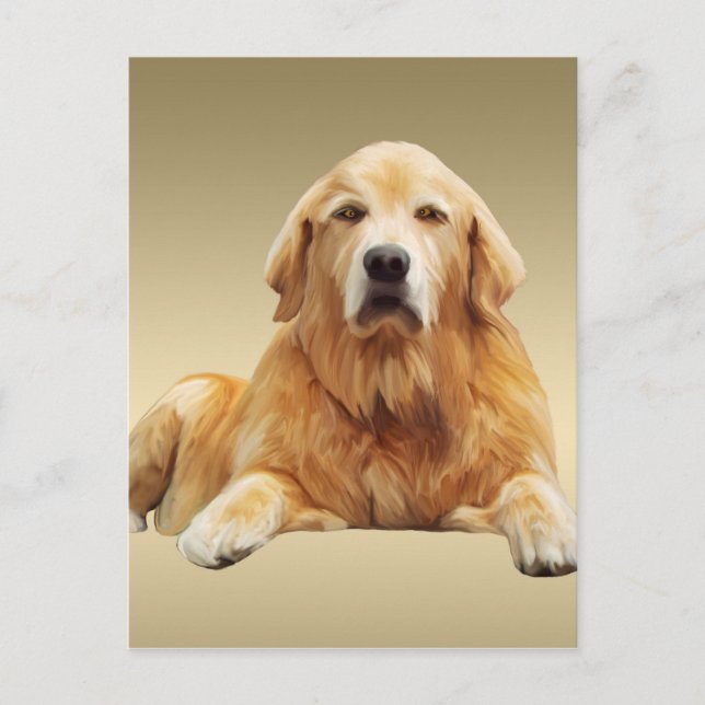 Golden retriever Dog Water Colour Art Painting Postcard (Front)