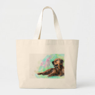 Golden Retriever Dog Water Colour Painting Large Tote Bag