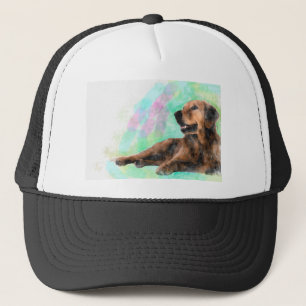 Golden Retriever Dog Water Colour Painting Trucker Hat
