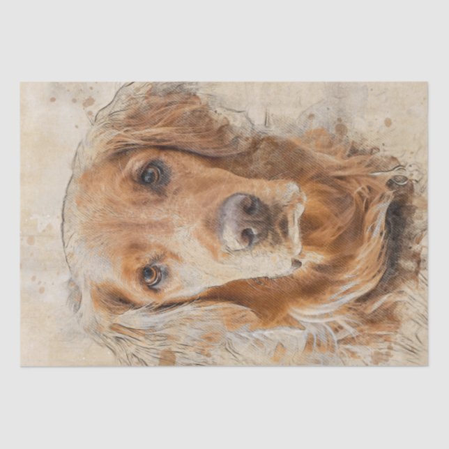 Golden Retriever Dog Watercolor Tissue Paper (Front)