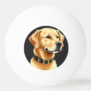 Golden Retriever Dog Wearing a Leather Collar Ping Pong Ball