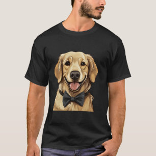 Golden Retriever Dog Wearing Bow Tie Black Neckwea T-Shirt