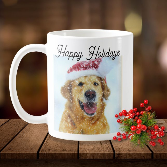 Golden Retriever Dog wearing Christmas Santa hat Coffee Mug (Creator Uploaded)