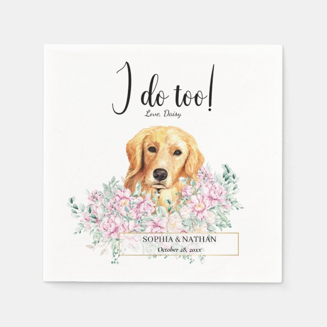 Golden Retriever Dog Wedding Cocktail Napkins (Front)