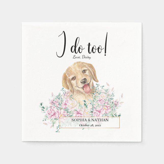Golden Retriever Dog Wedding Cocktail Napkins (Front)