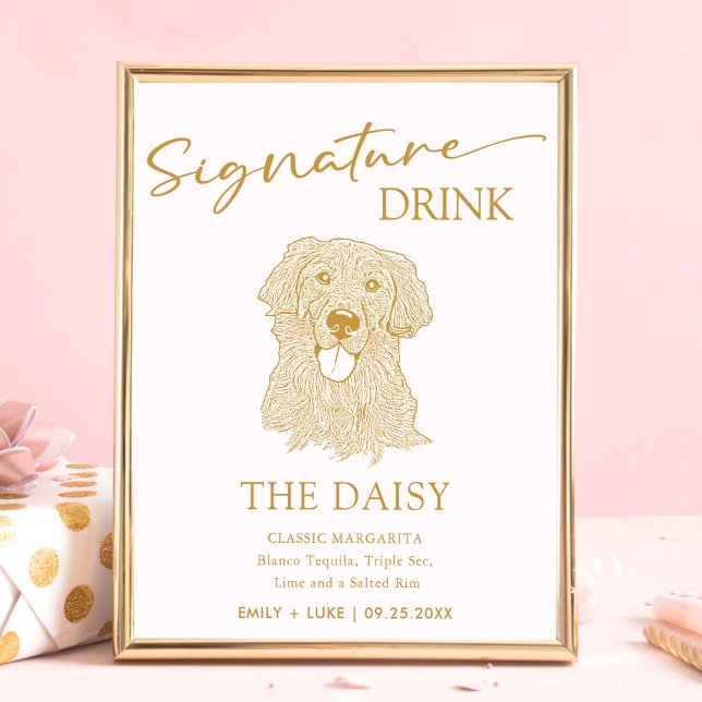 Golden Retriever Dog Wedding Signature Drink Sign (Creator Uploaded)