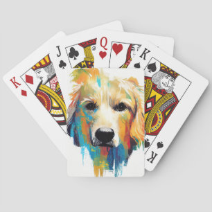 Golden Retriever Dog Wild Nature Animal Painting Playing Cards