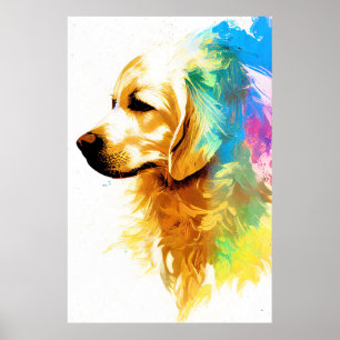 Golden Retriever Dog Wild Nature Animal Painting Poster