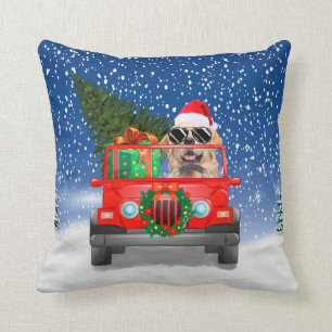 Golden Retriever dog with Christmas gifts Cushion