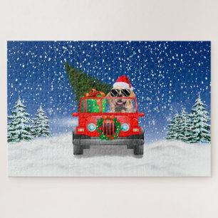 Golden Retriever dog with Christmas gifts Jigsaw Puzzle