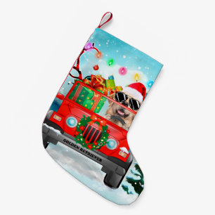 Golden Retriever dog with Christmas gifts Small Christmas Stocking