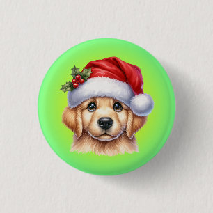 Golden Retriever Dog with Santa Claus Style-82535  3 Cm Round Badge